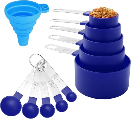 Miniatura 14 de Huygens - Juego de tazas y cucharas medidoras de 10 piezas, tazas medidoras apilables con mango de acero inoxidable para medir ingredientes secos