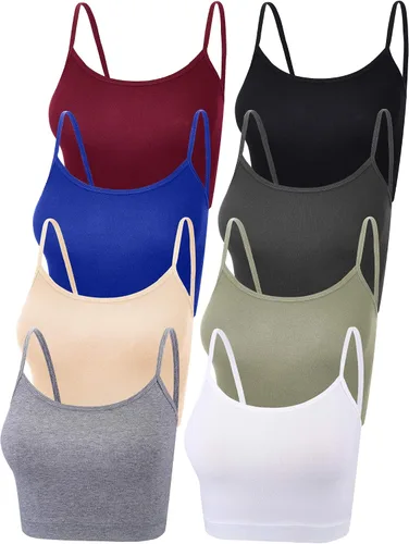 8 piezas Crop Cami Top para las mujeres correa de espagueti sin mangas camiseta Racerback Tops para deportes Yoga Día de San Valentín