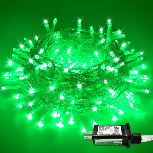Miniatura 60 de JMEXSUSS Luces rojas blancas y azules con cable transparente, 66 pies, 200 luces LED para decoración del 4 de julio, luz de Navidad para celebración