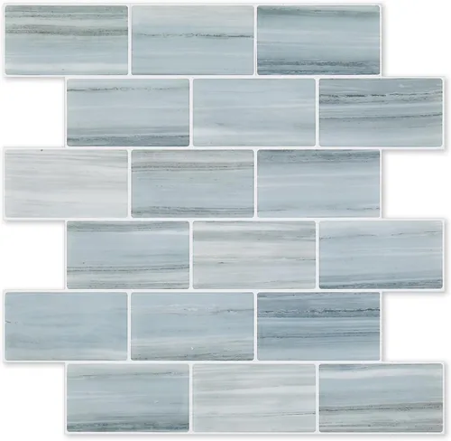 Miniatura 13 de Tilingview 10 piezas de azulejos de pelar y pegar para salpicaduras de cocina, diseño de tiras, azulejos de vinilo autoadhesivos, adhesivo de pared