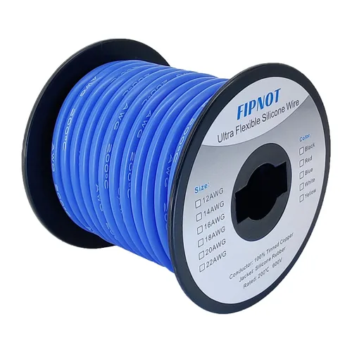 Miniatura 43 de Cable de 8 AWG Alambre Calibre 8 de Silicona - Carrete Negro de 25 pies, Alambre de Cobre Estañado Trenzado Extra Flexible 8AWG para Soldadura 200℃