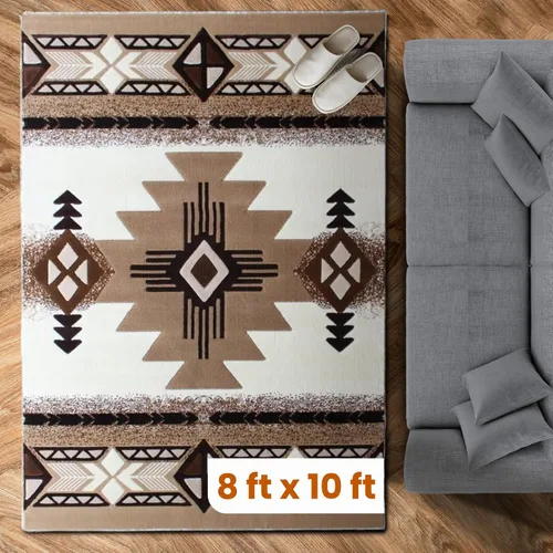 Miniatura 109 de YHSF South West - alfombra estilo nativo americano del suroeste C318 - fácil de limpiar, gruesa, suave, duradera, alfombra inspirada en tribus