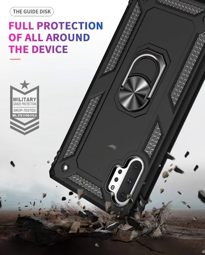 Miniatura 7 de Androgate Funda para Samsung Galaxy Note 10 Plus con protectores de pantalla HD, soporte de anillo de metal de grado militar, a prueba de caídas, a