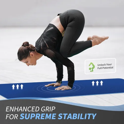 Miniatura 7 de CAMBIVO Tapete de yoga para mujeres, hombres y niños, 1/3, 1/4 y 2/5 pulgadas, extra grueso, antideslizante, 72 x 24 pulgadas, tapete de yoga de Azul