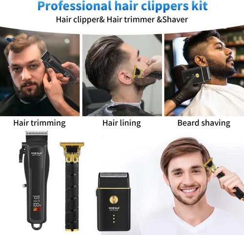 Miniatura 5 de HIENA PRO Juego de cortapelos profesional para hombres, juego de cortapelos inalámbrico y kit de recortadora, recortadora de barba eléctrica