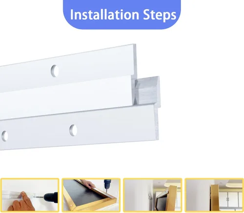 Miniatura 4 de Tacos franceses de 2 pulgadas, colgador de tacos franceses, clips en Z de aluminio para colgar imágenes, espejos, paneles, pizarra blanca, estante