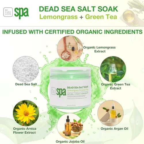 Miniatura 2 de BCL SPA Remojo de sal del mar muerto, hierba de limón + té verde, 16 onzas