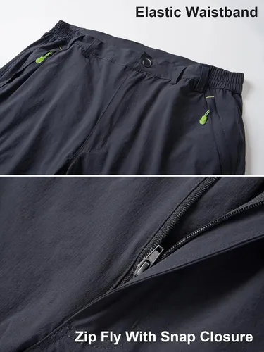 Miniatura 5 de MAGCOMSEN Pantalones cortos de senderismo para hombre, de secado rápido, pantalones capri 34, bolsillos con cremallera, pantalones deportivos