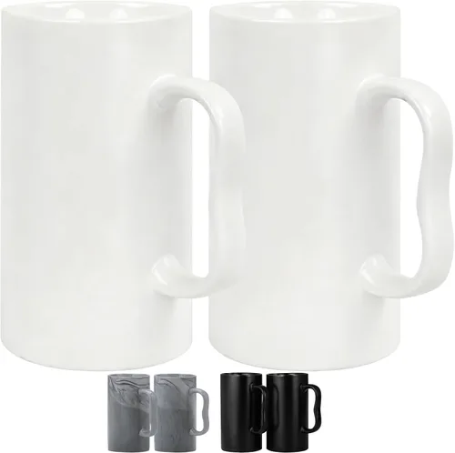 Miniatura 10 de Tazas de café de cerámica grandes de 20 onzas, tazas de cerveza altas con mango grande M, 20.3 fl oz de porcelana a granel a granel Latte Capuchino