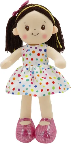 Linzy Toys - Muñeca de trapo de felpa suave Adalyn de 16 pulgadas con lunares coloridos para niñas – Compañera de abrazo rellena para dormir para