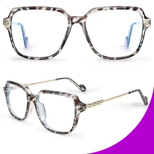 Miniatura 3 de VISOONE - Paquete de 2 anteojos de bloqueo de luz azul de gran tamaño con elegante marco cuadrado TR90 y patillas metálicas para mujeres y hombres