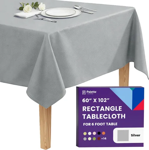 Miniatura 59 de Gee Di Moda - Mantel rectangular de 60 x 84 pulgadas – Mantel rectangular de poliéster lavable para mesa de 5 pies