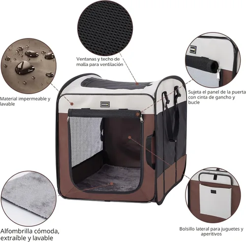 Miniatura 2 de DONORO Perreras y jaulas para perros medianos, jaula portátil desplegable para mascotas de interior con marco de alambre resistente, jaula de viaje