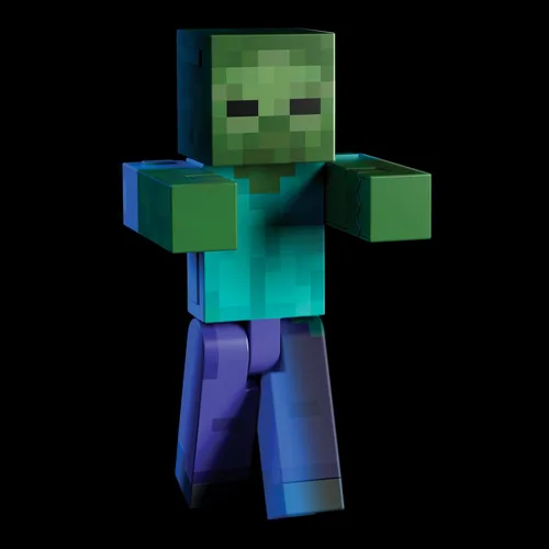 Miniatura 2 de Mattel Minecraft Diamond Level Zombie Figura de acción con 4 accesorios, escala de coleccionista de 5.5 pulgadas y diseño pixelado