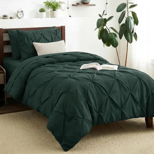 Miniatura 51 de CozyLux - Juego de ropa de cama con pliegues plisados de 7 piezas en una bolsa; edredón tamaño King para todas las estaciones, sábanas, fundas