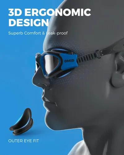 Miniatura 5 de OMID - Gafas de natación polarizadas P2, gafas antivaho para natación para hombres y mujeres adultas Lente ahumada con marco azul negro B5