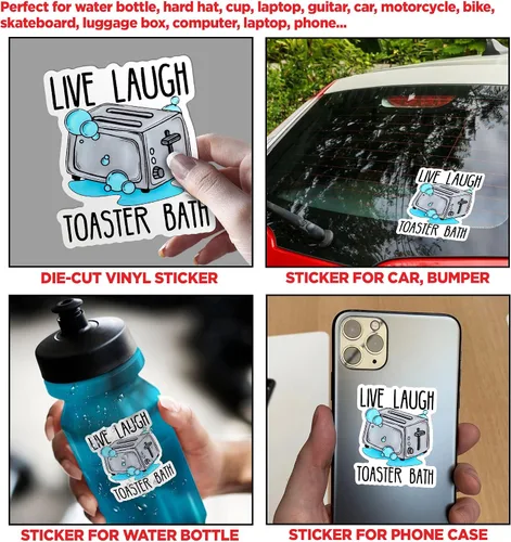 Miniatura 2 de Live Laugh Tostadora - Calcomanía de baño divertida con cita de tostadora, broma de 4 pulgadas, impermeable, para casco duro, laptop, botella