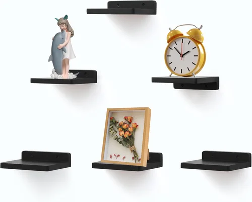 Miniatura 28 de Estante flotante pequeño, mini estante montado en la pared de 5 x 5 pulgadas, estante de madera rústica para dormitorio, sala de estar, baño, Gris