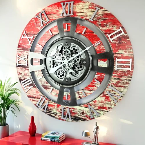 Miniatura 12 de ImprovingLife The Gears Reloj de pared con engranajes móviles reales línea Inglaterra (Verde Aguamarina, 24 pulgadas (60 cm))