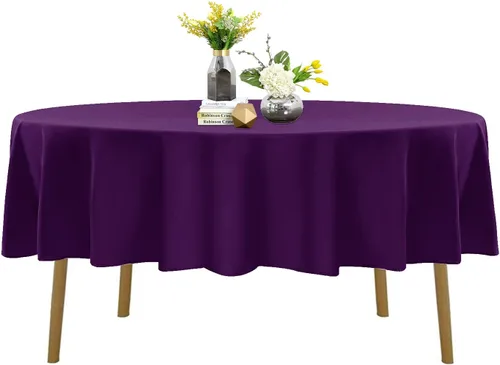 Miniatura 112 de Mantel de poliéster lavable de 90 pulgadas, resistente a las manchas y a las arrugas, mantel decorativo para mesa de comedor, fiestas de bufé y Negro