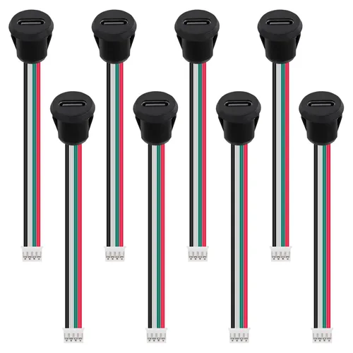 Miniatura 33 de 8pcs Bare Board Type-C Female Chassis Waterproof 2P Solder Wire Type USB C Pigtail Cable Extension Power Cable USB-C Plug to 2 Pin Bare Wire Open