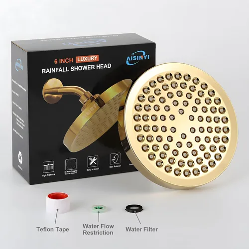 Miniatura 5 de Cabezal de Ducha de Lluvia de Alta Presión, Cabezal de Ducha de 6 Pulgadas con Reemplazo Ajustable Perfecto, Limitador Extraíble, Fácil Instalación