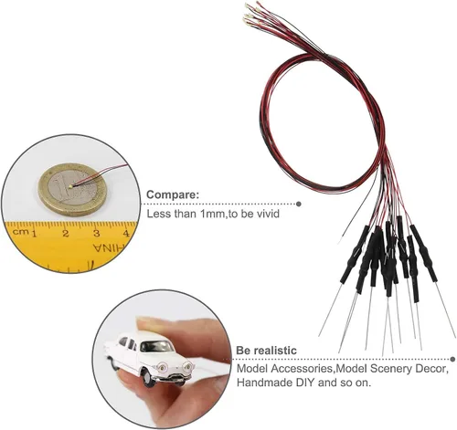 Miniatura 5 de L0603B 20pcs pre-cableado SMD LED 0603 Bule Diodo emisor de luz 12V Micro Litz Cable Cable Longitud 7.8 pulgadas (7.9 in) para DIY Manual