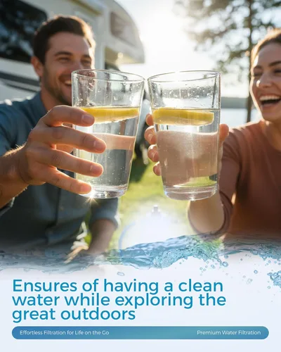 Miniatura 6 de EcoBlueLife Filtro de agua para autocaravana – Accesorio en línea con KDF y carbón activado, reduce olores, sabor a cloro, sedimentos para aguas