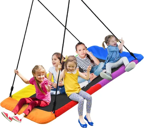 Miniatura 9 de Trekassy Columpio rectangular extragrande de 60 pulgadas, capacidad de 700 libras, plataforma impermeable para niños y adultos con kit