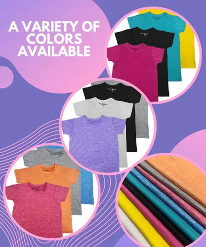 Miniatura 4 de MISS POPULAR Paquete de 4 camisetas de manga corta de secado rápido para niñas, absorben la humedad, rendimiento atlético activo y cuello redondo