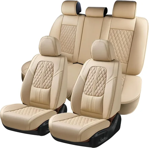 Miniatura 30 de Coverado - Juego completo de fundas de asiento delantero y trasero para automóvil, impermeable, piel de napa, protector, universal, para la mayoría