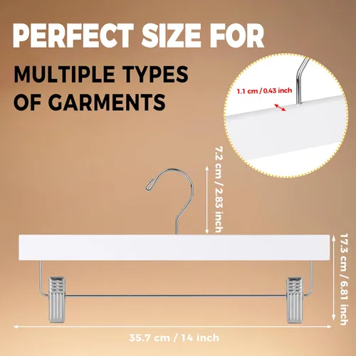 Miniatura 3 de Quality Hangers Perchas de madera para pantalones, paquete de 20 ganchos giratorios para ropa, falda de madera de loto, pantalones, pantalones Blanco