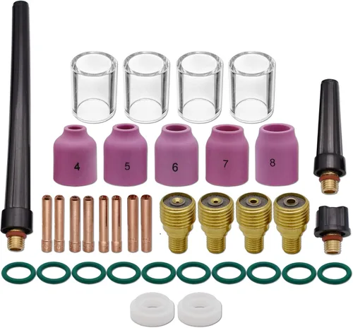36 unids TIG lente de gas Collet Cuerpo #10 TIG Copa Alúmina Boquilla Kit Para PTA DB SR WP 9 20 TIG Antorcha de soldadura