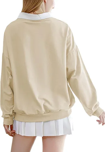 Miniatura 4 de Sudadera casual de skate de rana para mujer, manga larga, cuello con bolsillo, para adolescentes y niñas