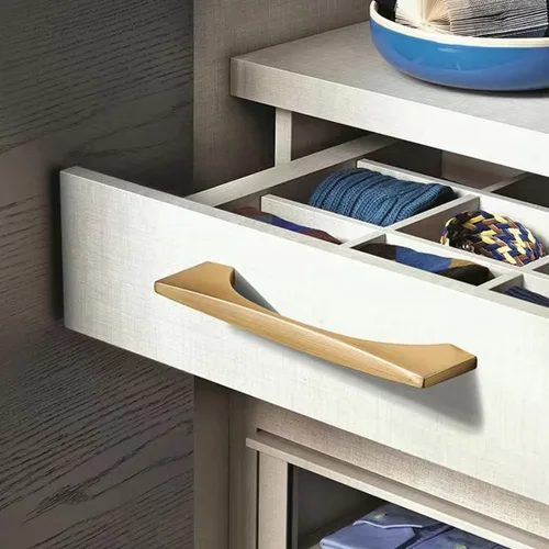 Miniatura 6 de Paquete de 4 tiradores dorados de latón cepillado para cajones de tocador, accesorios de gabinete de baño