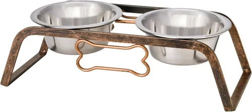 Miniatura 9 de Loving Pets Colección etiqueta negra Comedor rústico en forma de hueso para perros, 1 pinta, cobre envejecido Cobre (Aged Copper)