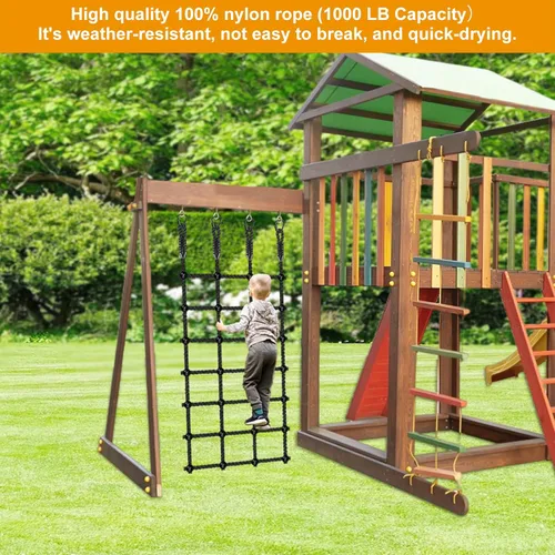 Miniatura 2 de Red de carga de escalada para niños al aire libre, 30 x 75 pulgadas, red de escalada resistente sin nudos para juego de columpios, casa de árboles