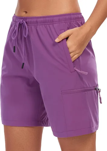 LXNMGO Pantalones cortos tipo cargo de senderismo para mujer de 7 pulgadas de secado rápido ligeros de verano para exteriores con bolsillos con