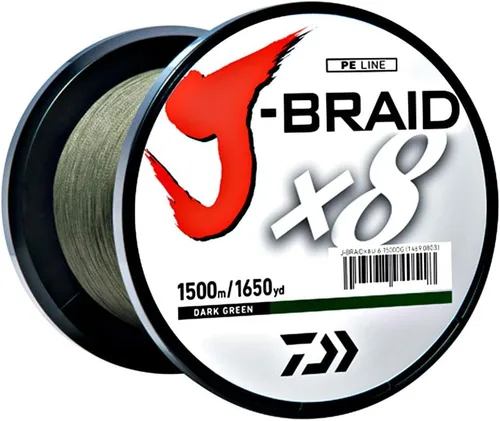 Miniatura 2 de Daiwa J-Braid Línea trenzada redonda tejida de 8 filamentos, 150 m Verde oscuro