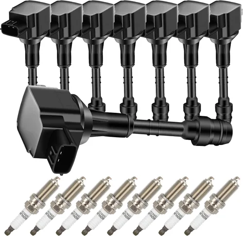 Miniatura 2 de Bobinas de bobina de encendido y bujías de iridio UF510 para Nissan 2004 2005 2006 QX56 Titan 2005 2006 Armada 5.6L
