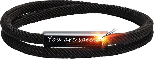 Hisatan Pulsera de cuerda personalizada para hombre, cuerda trenzada náutica, con ojo de tigre y ágata negra, regalo para hombres y mujeres