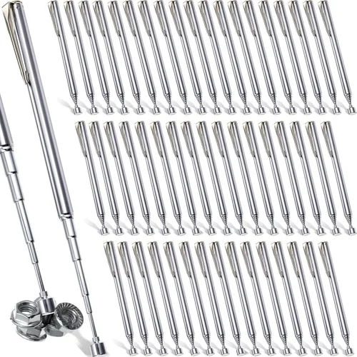 Patelai 48 Piezas Herramienta Magnética Telescópica de Recogida Agarradores Herramientas de Alcance con Clip de Bolsillo 25 Pulgadas Imán de Plateado
