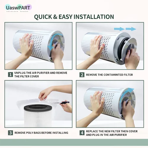 Miniatura 5 de AP-T10FL - Filtro de repuesto compatible con HoMedics Air Pu-rifier de repuesto para AP-T10-WT AP-T10-BK TotalClean serie torre 4 en 1 con filtros