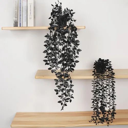Miniatura 2 de Plantas colgantes artificiales negras en maceta, paquete de 3 plantas falsas para pared, hogar, habitación, oficina, decoración de interiores