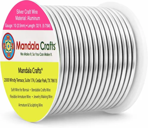 Miniatura 384 de Mandala Crafts - Alambre de aluminio anodizado de 8 calibre para hacer joyas - 9.75 m de alambre flexible negro colorido - Flexible para bonsái