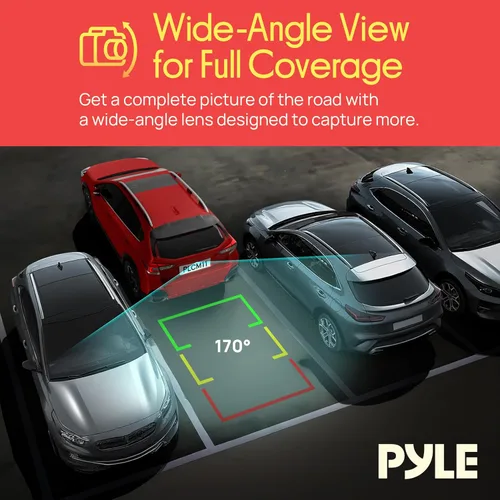 Miniatura 2 de Pyle - Cámara de respaldo de visión trasera para automóvil, cámara inversa compacta con líneas de escala de distancia, visión nocturna, lente