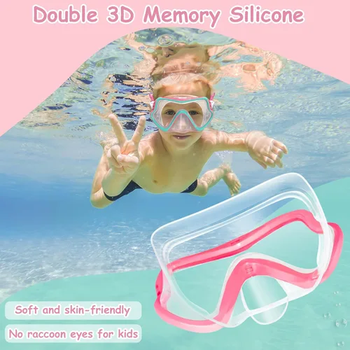 Miniatura 4 de Gafas de natación para niños con cubierta de nariz para jóvenes de 8 a 15 años, antivaho HD Visión Gafas de piscina gafas de natación de agua Rosa