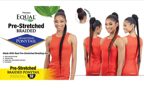 Miniatura 4 de FreeTress Equal Weave - Cola de caballo trenzada preestirada con cordón, 38 pulgadas (2)