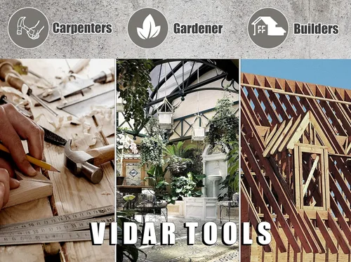 Miniatura 7 de VIDAR TOOLS Bolsa de cinturón de herramientas de 6 bolsillos de un solo lado/cinturón utilitario/delantal de trabajo para carpintero y jardinero.