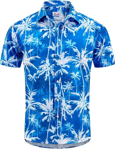 Miniatura 2 de EUOW - Camisas hawaianas para hombre de manga corta con botones, estampadas para la playa y el verano